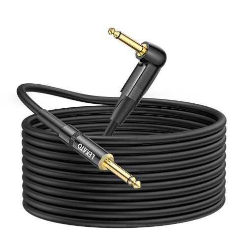 Cable de Guitarra LEKATO con Boton de Silencio, Cable de Audio de Guitarra de 20 pies para Guitarra Electrica, Bajo, Cable de Amplificador Electrico Profesional con Doble Extremo de Conector Silencioso, 1/4" Angulo Recto a Enchufe Recto - Imagen 8