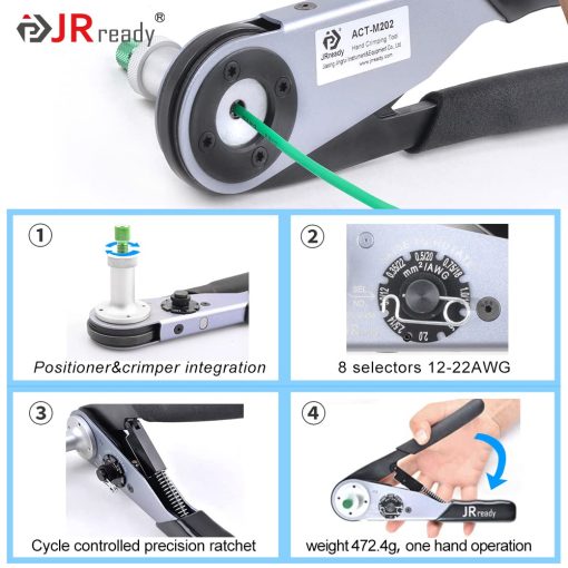 JRready ST6307-1 Kit de Conectores Deutsch DTM 2 3 4 6 8 y 12 Pines Conector Electrico Automotriz con Crimper ACT-M202, Contactos Solidos Tamano 20 para Cableado de Crimp 16-22AWG, 7.5A - Imagen 5