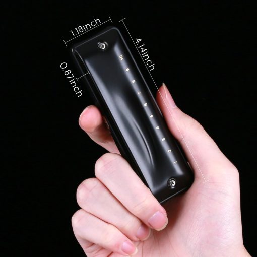 Armonica JDR clave de G Ninja, Armonica Blues Mini Harp 10 Agujeros 20 Tonos Musical con Estuche para Adultos Ninos Principiantes Profesor Estudiantes Profesionales Musico Folk Rock Diatonico Estandar organo de Boca Regalo Negro - Imagen 6