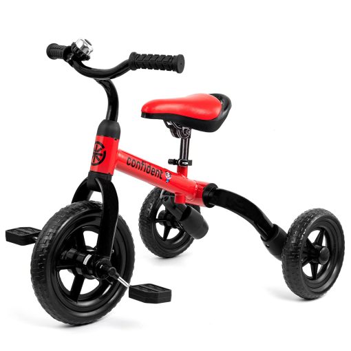 Triciclo 3 en 1 Ancaixin para Niños de 2 a 5 Años con Pedal Desmontable y Campana | Bicicleta de Equilibrio Plegable para Niños | Regalo Ideal para Bebes Rojo