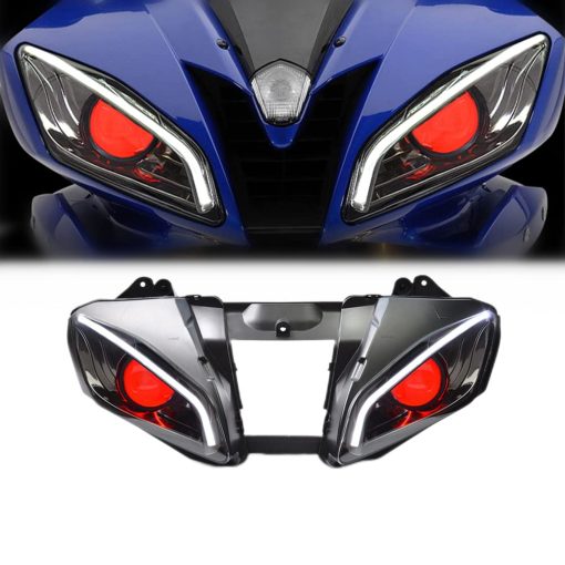 Ensamblaje de Faro LED para YZF R6 2006-2007, Faro Delantero con Luz Alta Baja, DRL y Senal de Giro ambar (Rojo)