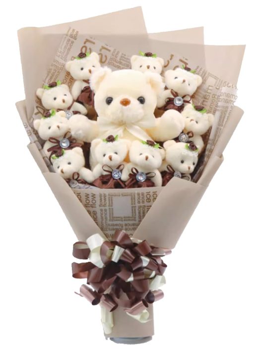 Ramillete de Ositos Adorables - Ramillete de Ositos de Peluche Hechos a Mano con Lindas Flores de Jabon para Cualquier Ocasion, Cumpleanos, Despedida de Soltera, Graduacion, etc. (10 Ositos)