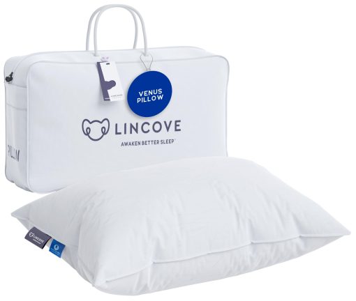 Almohada Lincove 100% European Down Venus - Relleno de Plumon Aleman de 600 Fill Power, Funda de 400 Hilos, Hecha en Canada - Coleccion de Lujo, King - Suave
