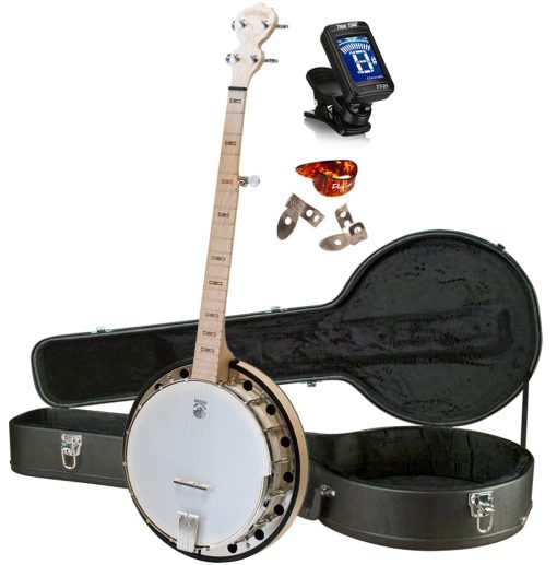 Deering Goodtime 2 Banjo de 5 Cuerdas para Zurdos con Resonador de Arce para Bluegrass con Estuche Duro Combo de Instrument Alley