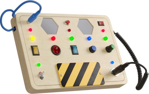 Tablero de Actividades Montessori Crown Display para Ninos Pequenos Juguetes Sensoriales de Madera para Ninos Pequenos con Botones LED Iluminados Cables Enchufables Regalos para Bebes de 3 Anos - Juguetes Educativos para Ninos y Ninas
