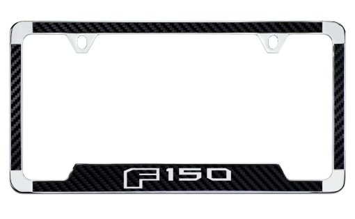 Marco de Placa de Licencia Ford F 150 (2 Agujeros/ Zinc, Cromado/Negro)