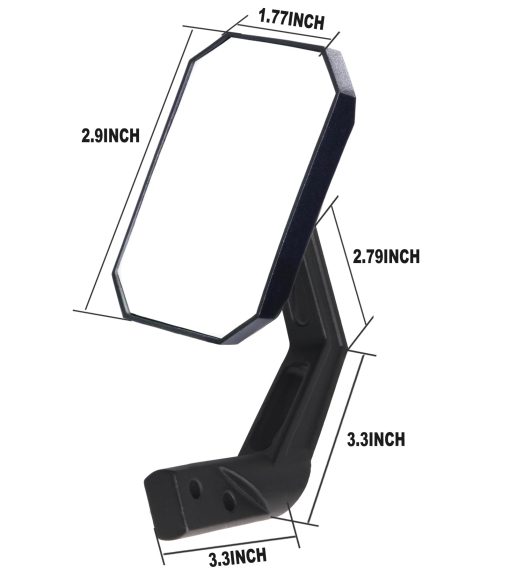 Espejo de capo ajustable de angulo amplio PKEDUO compatible con Wrangler JK JKU JL JLU JT 2007-2017 y 2007-2024, lado del pasajero izquierdo - Imagen 3