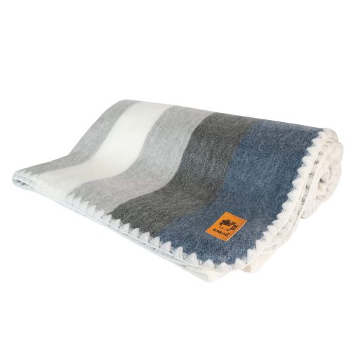 Manta de Lana de Alpaca - Manta de Cama Tamano Queen - Mantas de Alpaca - Mejor Regalo & Manta Calida, Ligera, para Sofa o Campamento - Manta de Exterior - 87 x 64 pulgadas (Gris y Azul) - Imagen 8