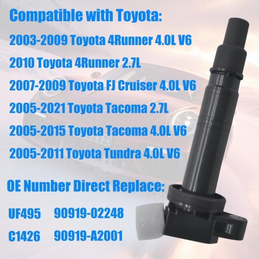 Conjunto de 6pcs Autowxjq Bobina de Encendido y Bujias de Iridio UF495 C1426 Compatible con Toyota 4Runner FJ Cruiser Tundra Tacoma 2.7L 4.0L - Imagen 2