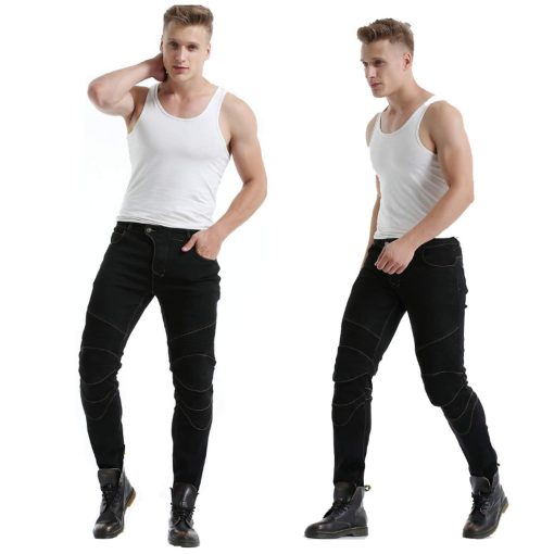Pantalones de moto para hombres Takuey 2019 impermeables de motocross con 4 X rodilleras y protectores de cadera (XL, Negro) - Imagen 3