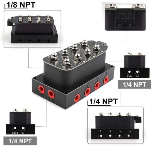 Controlador de Suspension Neumatica con Valvula Solenoide de 1/4 NPT 0-300Psi 12V Controlador de Bolsa de Aire ZHSYMX - Imagen 4
