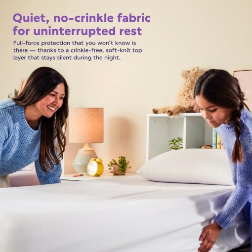 Protector de colchon impermeable de bolsillo profundo morado, tamaño King - Imagen 3