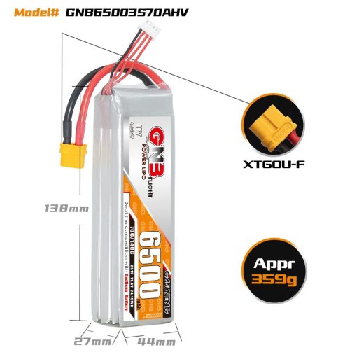 Bateria de LiPo GAONENG GNB 3S 6500mAh 11.4V 70C 140C con conector XT60 para Modelos de Hobby RC Escala 1/10 1/8 1/7 RC Coche Drone Bote - Imagen 5