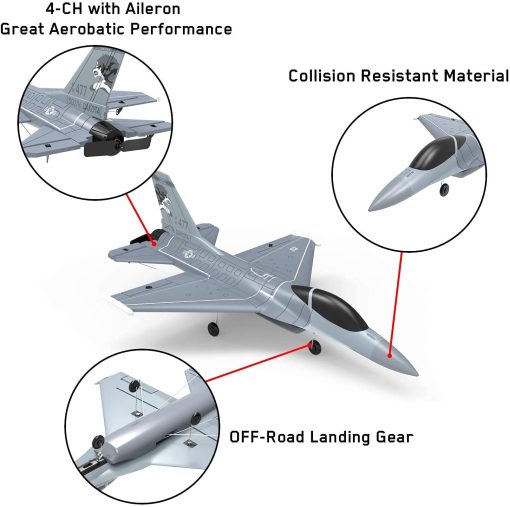 Avion RC 2.4Ghz F-16 Fighting Falcon de RCSHOBBY con Control Remoto de 4 Canales y Sistema Estabilizador X-Pilot y Acrobacias con una Tecla, Listo para Volar para Adultos (2 Baterias) - Imagen 5
