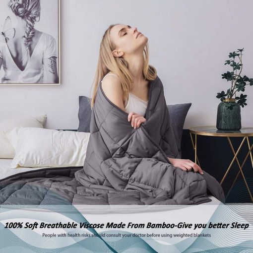 Manta Ponderada Dornroscn con Rayon | 20 lbs-60''x80''- Tamano Queen para Adultos | Manta Pesada Refrigerante Premium con Perlas de Vidrio para Dormilones Calientes y Frios, Gris Oscuro - Imagen 5