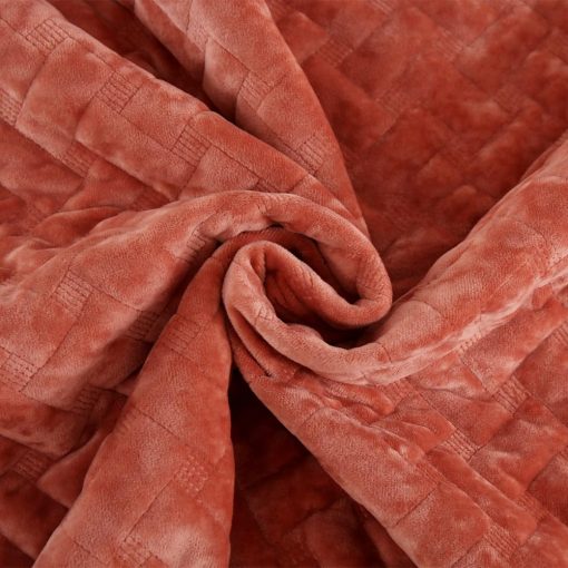Juego de Colchas de Terciopelo Liians, Juegos de Ropa de Cama de Lujo con Terciopelo Ultra Suave y Elegante, Colchas Acolchadas de Algodon con Patron de Tejido para Todas las Estaciones, Naranja, Tamaño Queen - Imagen 8