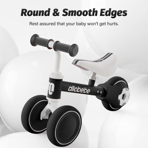 Bicicleta de Equilibrio para Bebe allobebe, Bicicletas Lindas para Ninos de 12 a 36 Meses Regalos para Nina de 1 Ano Bicicleta para Entrenar al Bebe de Estar de Pie a Correr con Asiento Ajustable Ruedas Silenciosas y Suaves (Negro) - Imagen 5