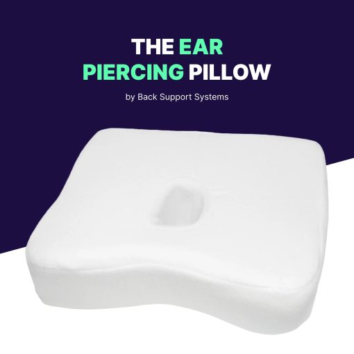 Almohada para perforacion de orejas para dormir de lado - Almohada de dormir de lado con agujero para la oreja para apoyo del cuello y alivio del dolor (Almohada de espuma viscoelastica mediana con funda de sherpa) - Imagen 2