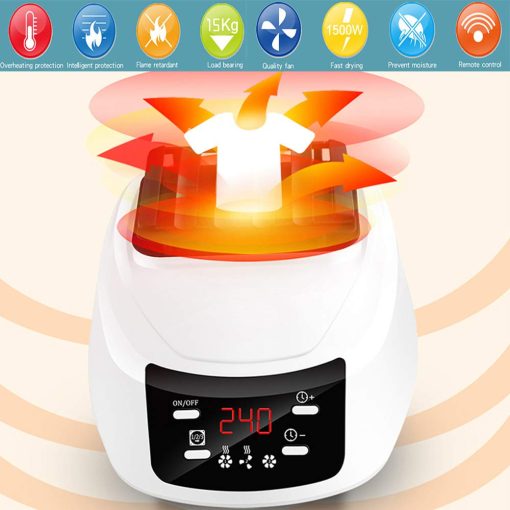 Secadora de Ropa Portatil 110v-240v Electrica Plegable Maquina de Secado Domestico Plegable con Control Remoto Temporizador Ajustable Bajo Ruido para Hogar, Lavanderia, Apartamento (Azul Marino-Flores) - Imagen 3