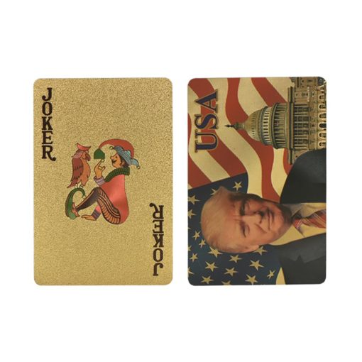 AINYROSE 10 Pack Cartas de Juego de Donald Trump - Cartas de Poker Plateadas y Doradas con Bano de Oro para Juegos de Mesa Buen Regalo para Amigos, Hombres, Novios (Oro) - Imagen 3