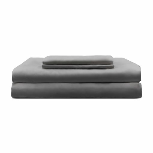 Juego de sabanas 100% Lyocell de Eucalipto de Sheets & Giggles - Todas las estaciones, Hechas de forma responsable, Naturalmente refrigerantes, Super suaves, Que absorben la humedad, Equilibrio de temperatura, Vegano - Cal King, Gris