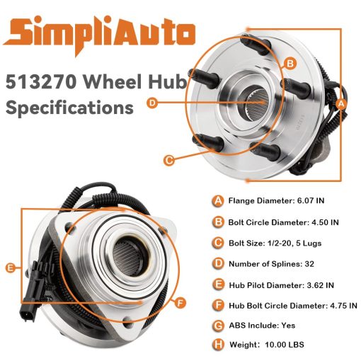 SimpliAuto Rueda Hub Nuevo Reemplazo Directo Jeep Liberty 2008-2012 / Dodge Nitro 2007-2011 Cojinete del Cubo Delantero [513270-x2] - Imagen 3