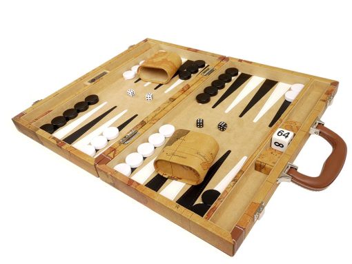 ?Nuevo! - Juego de Backgammon de Lujo de 15 Pulgadas con Mapa - Tablero Marron - Imagen 6