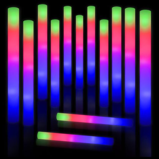Paquete de 68 varitas luminosas de espuma, varitas luminosas para fiestas a granel con 3 modos de destello coloridos, suministros para fiestas en la oscuridad para recepciones de bodas, pistas de baile, fiestas de vacaciones, conciertos