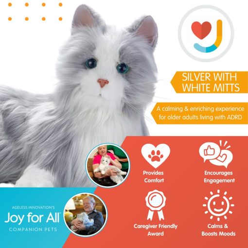 JOY FOR ALL - Gato Plateado con Guantes Blancos - Mascotas de Compañia Interactivas - Realistas y Vivas - Imagen 3