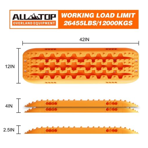 Tablas de Traccion para Recuperacion ALL-TOP, 2PCS & Kit de Montaje, Pistas Flexibles Reforzadas para Friccion de Neumaticos Todoterreno (3rd Gen, Naranja) - Imagen 2
