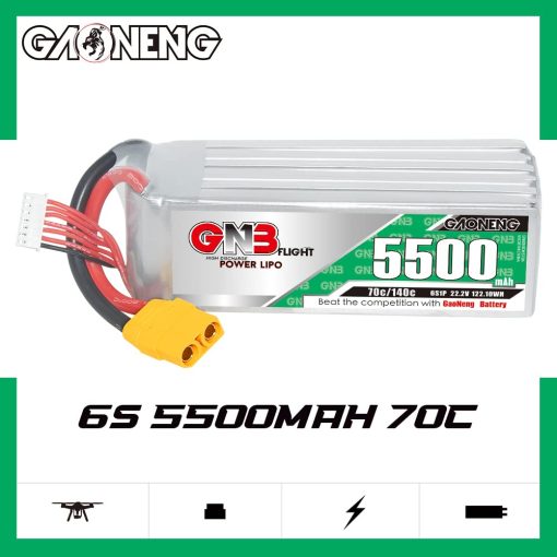 Bateria GAONENG GNB 6S 5500mAh 22.2V 70C 140C con Conector XT90 para Aviones FMS 70mm EDF 1400mm 3D Aviones Helicopteros RC Drone Aire Alto Rendimiento de Descarga C - Imagen 4