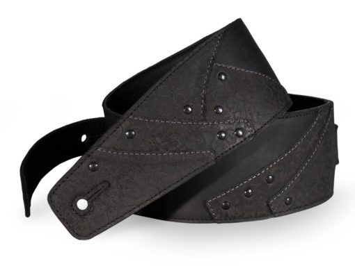 Correa de Guitarra de Cuero de Grano Completo Overland para Guitarras Electricas, Acusticas y Bajos (Negro Carbon)