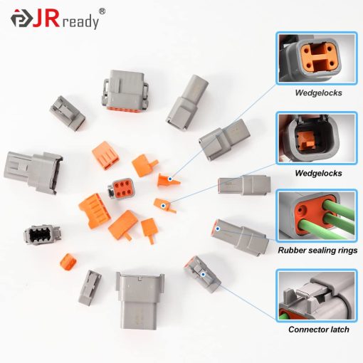 JRready ST6307-1 Kit de Conectores Deutsch DTM 2 3 4 6 8 y 12 Pines Conector Electrico Automotriz con Crimper ACT-M202, Contactos Solidos Tamano 20 para Cableado de Crimp 16-22AWG, 7.5A - Imagen 3