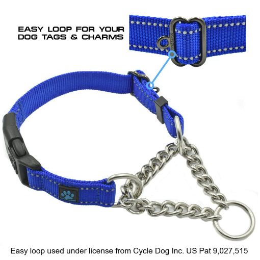 Collar de Cadena Martingale de Acero Inoxidable Max and Neo - Donamos un Collar a un Rescate de Perros por Cada Collar Vendido (Grande, Azul) - Imagen 3