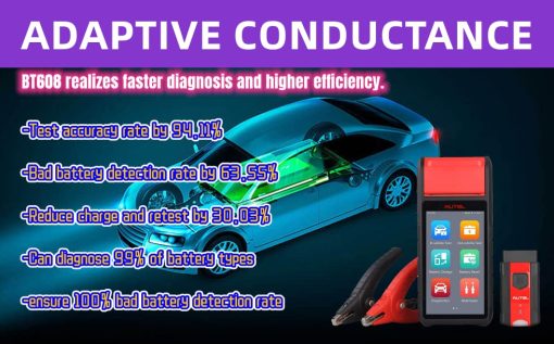 Autel MaxiBAS BT608 2023 Version Probador de Bateria de Coche 12v Sistema Electrico Automotriz Adaptativo Conductancia Diagnostico de Todos los Sistemas AutoScan VINscan Leer/Borrar Codigos Actualizacion Gratuita - Imagen 6