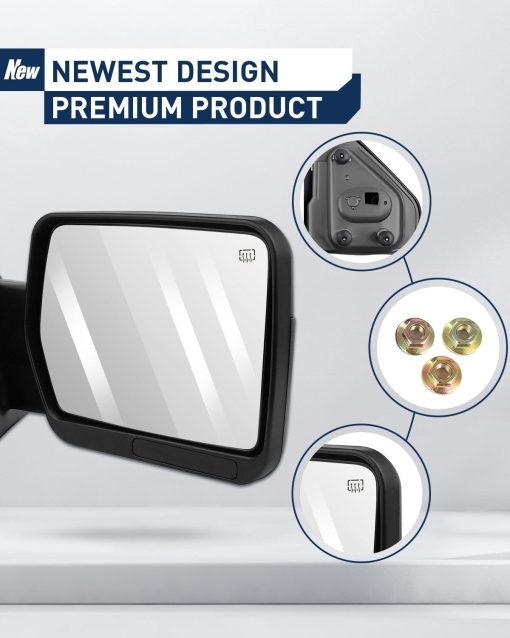 Espejos de remolque ECCPP para Ford F-150 2004-2014 con ajuste electrico y calefaccion ADP11643601S - Imagen 6