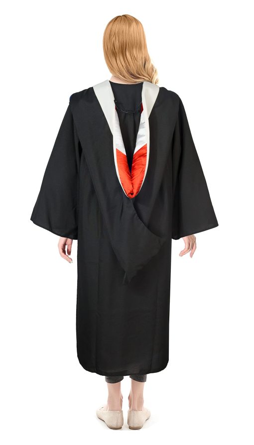 Capa Academica de Graduacion Herrenbek Unisex Deluxe con Capucha de Master Blanca-Roja-Blanca Acepta Colores Personalizados - Imagen 3