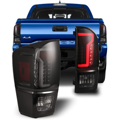 Luces traseras CPW compatibles con [2016 2017 2018 2019 2020 2021 2022 2023 Toyota Tacoma] - Tubo de luz LED de barra trasera (Negro/Lente Ahumado)