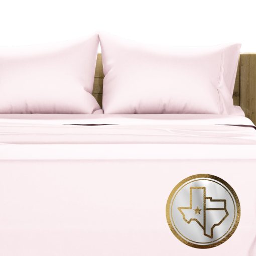 TEXAS LINEN CO. Juego de sabanas de algodon egipcio de lujo California King - 1000 hilos Blush 4 piezas Juego de sabanas Cal King, suaves, refrescantes de saten de fibra larga - Se ajusta a bolsillos de hasta 18 pulgadas de profundidad