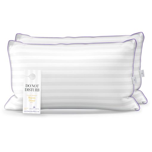 Almohadas de lujo del Hotel Queen Anne - Paquete de Dos (2) - Majesty Down - Alternativa sintetica a plumon - Almohadas hipoalergenicas hipoalergenicas - Hechas en EE. UU. (Rey Mediano)