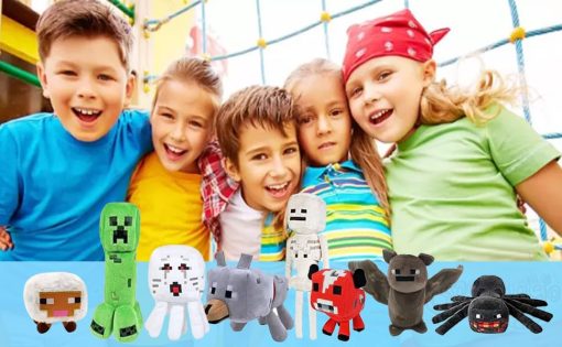 OVITTAC 8Pack Peluche de Juego, Peluche Creeper, Ghast Baby Wolf Arana, murcielago, tirador de esqueletos, Mooshroom, oveja, Juguetes de Peluche- Gran Regalo para Ninos y Fans - Imagen 5
