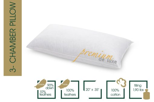Almohada de Pluma HANSKRUCHEN Premium de Lujo 20x35 pulgadas - Fabricada en Alemania  Almohada de Plumas de 3 Camaras Hecha de 100% Algodon - 90% Plumas 10% Plumas de Relleno para Personas con Alergias - Imagen 2