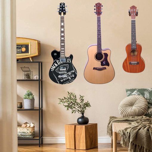 Paquete de 3 Soportes de Pared para Guitarra, Montaje de Pared para Guitarra y Ukulele, Ganchos de Pared para Guitarra, Soportes, Estuche, Soporte de Pared para Guitarra de Nuez Negra, para Guitarra Acustica, Electrica, Bajo, Banjo, Mandolina, Ukulele - Imagen 6