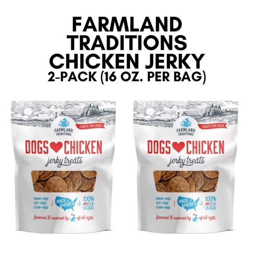 Farmland Traditions Filler Free Dogs Love Chicken Premium Jerky Treats for Dogs, 2 lbs. Total (Paquete de 2 - 1 lb. cada uno)