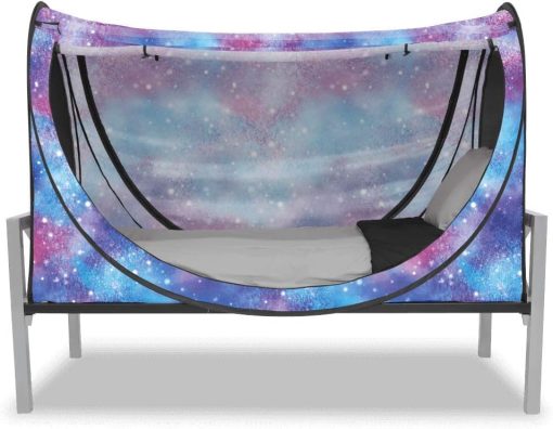 Carpa de Cama de privacidad Pop up Eclipse Bed Tent Bed Drapes (Unicorn Galaxy, Queen)