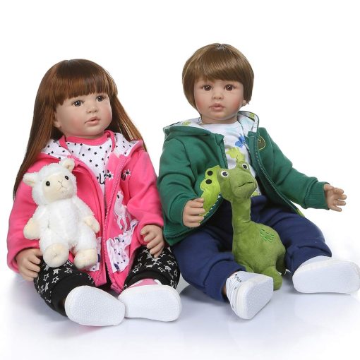 Muñeca Bebe Reborn Realista de 60cm Fridolin con Pelo Largo, Suave Silicona, Juguete para niñas de 3+ (Gemela)