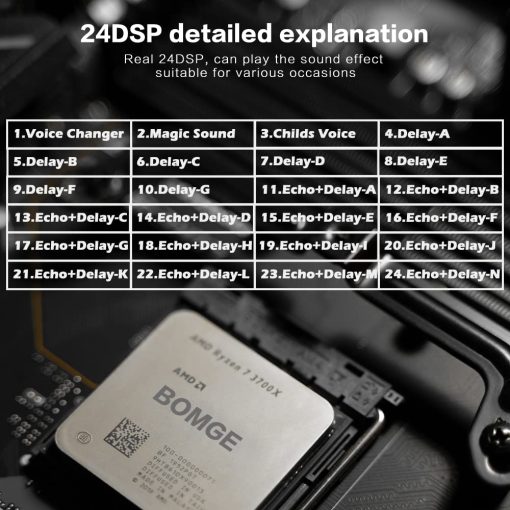 Mezclador de audio mini de 8 canales BOMGE con reproductor de MP3, Bluetooth, U disk, 48V, 24 efectos DSP, grabacion USB - Ideal para pequenos clubes o bares, grabacion de estudio (8 canales - NEGRO) - Imagen 6