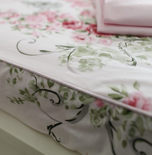 Juego de sabanas floreadas Shabby FADFAY tamano Queen de 4 piezas 100% algodon de primera calidad con patron de rosas rosas: 1 sabana bajera profunda, 1 sabana plana, 2 fundas de almohada (tamano estandar) - Imagen 4