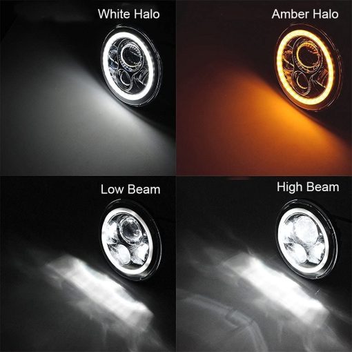 AMUNIESUN 4pcs Faros de 5 3/4" 5.75 pulgadas con Luz Alta Baja Luz de Giro ambar Anillo Halo Blanco DRL, Reemplazo Para Luz H5006 - Imagen 2