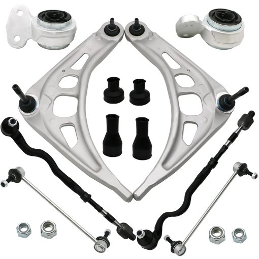 Kit de suspension delantera Chefull de 8 piezas: Brazo de control inferior, buje, ensamblaje de varilla de direccion interior y exterior, enlace de barra estabilizadora compatible con BMW E46 318i 320i 323Ci 328i 328Ci 323i 325i 325Ci 330i 330Ci RWD 1999-2006 - Imagen 3